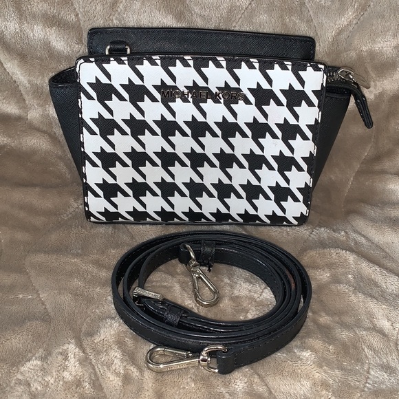 MICHAEL Michael Kors Handbags - Michael Kors Selma Mini Messenger Crossbody/Clutch Houndstooth